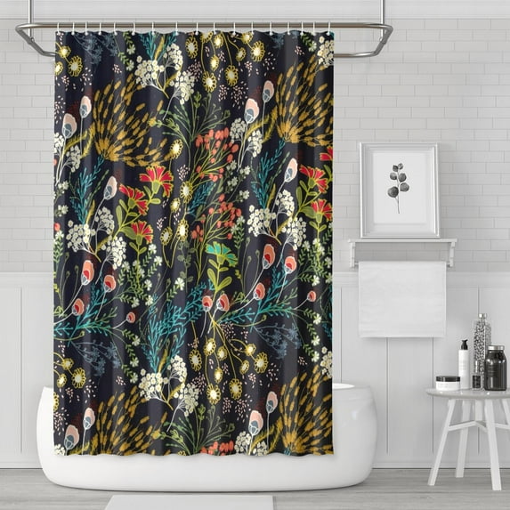 Waterproof Boho Flower Bohemian Shower Curtain 72x72 Inch Boho Style Polyester Unique Shower Curtain for Bathroom Hotel Home Decor with 12 Plastic Hooks