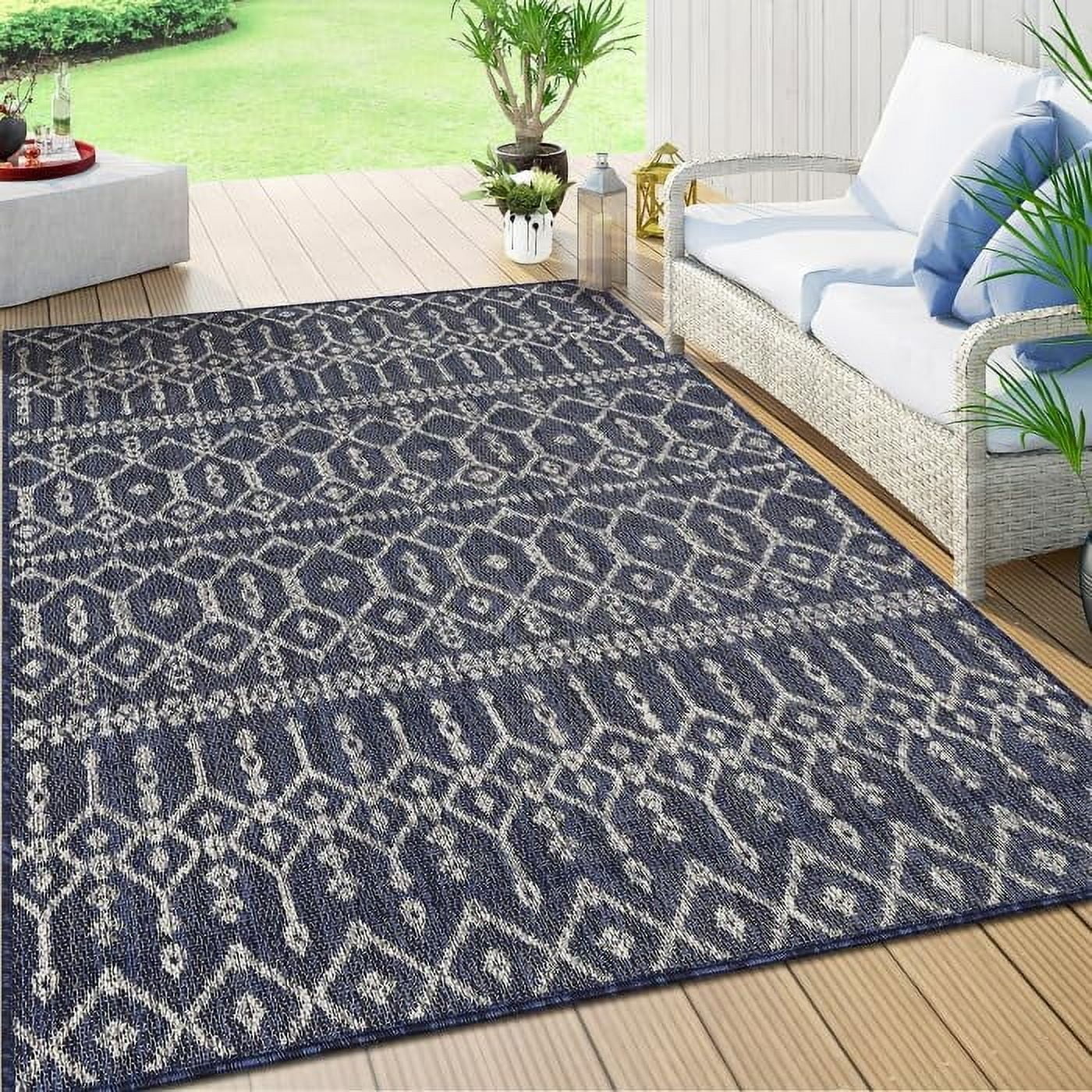 Waterproof Boho Indoor Outdoor Rug 8x10 (5'3