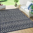 thumbnail image 1 of Waterproof Boho Indoor Outdoor Rug 8x10 (8'9"x12'2") Low Pile Geometric Patio Rug Non-Shedding Throw Mat Super Soft Textured Woven Large Area Mat Retro Decor for Balcony Backyard Porch, 1 of 9
