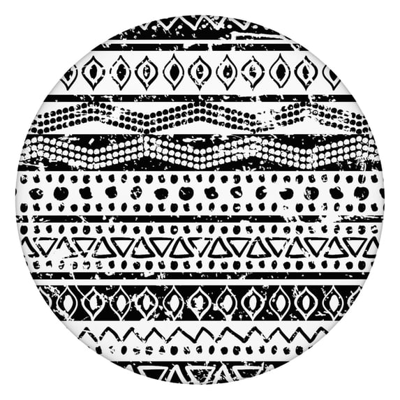 Waterproof Boho Print Tablecloth for 45-52” Tables, Elastic Hem Oxford Fabric for Casual Dining, Balcony Brunches, and Camping