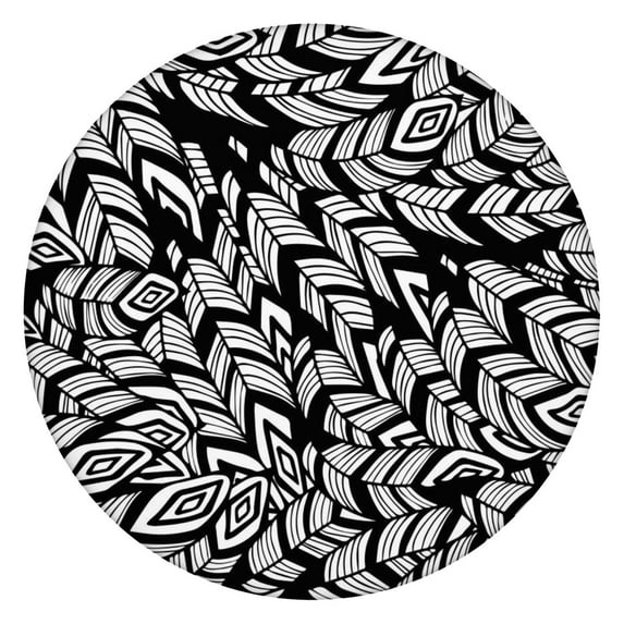 Waterproof Boho Style Oxford Tablecloth with Elastic Hem for 45-52” Round Tables, Ideal for Family Dinners and Party Decor