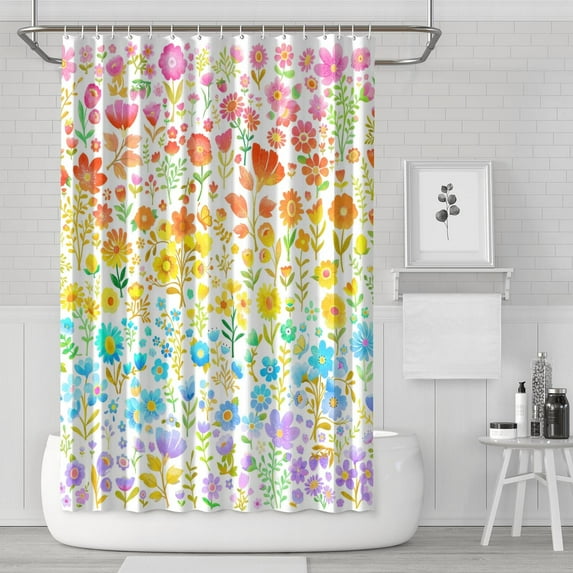 Waterproof Boho Style Shower Curtain 72x72 Inch Bohemian Colorful Floral Shower Curtains for Bathroom Hotel Home Decor with 12 Hooks