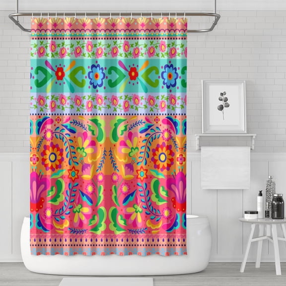 Waterproof Boho Style Shower Curtain 72x72 Inch Bohemian Colorful Floral Shower Curtains for Bathroom Hotel Home Decor with 12 Hooks
