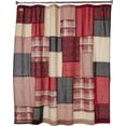thumbnail image 1 of Waterproof Boho Style Shower Curtain,Plaid Lodge/Pieced Patchwork Cabin Shower Curtains for Bathroom, 72 X 72, Red, 1 of 4
