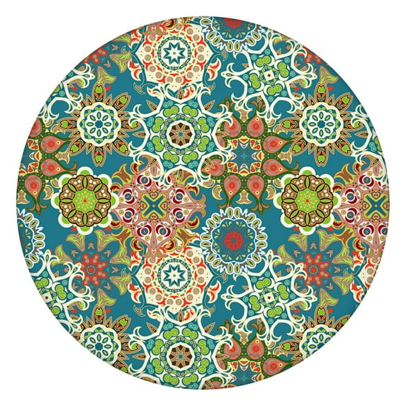 Waterproof Boho Tablecloth for 36-44" Table, Oxford Fabric with Elastic Hem, Ideal for Cozy Homes, Gifts or Picnics