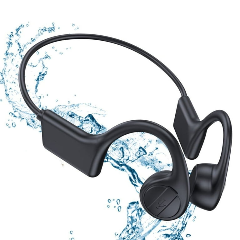 Waterproof Bone Conduction Headphones IPX6 Waterproof Swimming Headphones Wireless Bluetooth 5.0 Open Ear Headphones with Mic for Swimming Skiing Cycling Driving Gym Workout Black Walmart