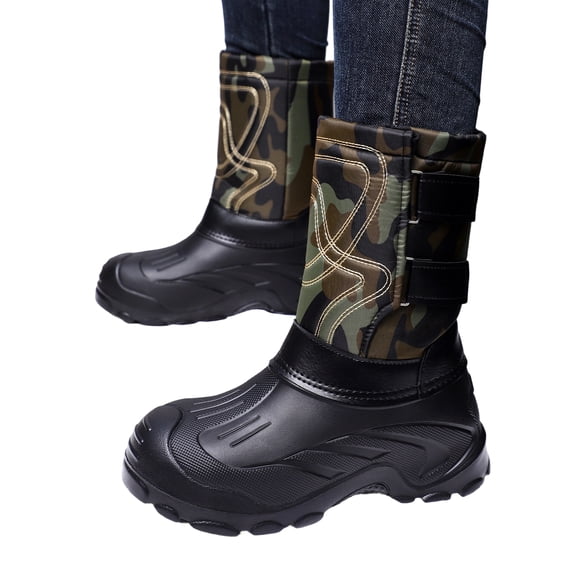 Waterproof Boots,Mid Calf Boots,Women Mid Calf Waterproof Outdoor Work Boots, Deep Lug Anti Slip Platform Sole, Windproof Slip On Design for Cold Weather Outdoor Working Daily Use,Camouflage 10.5