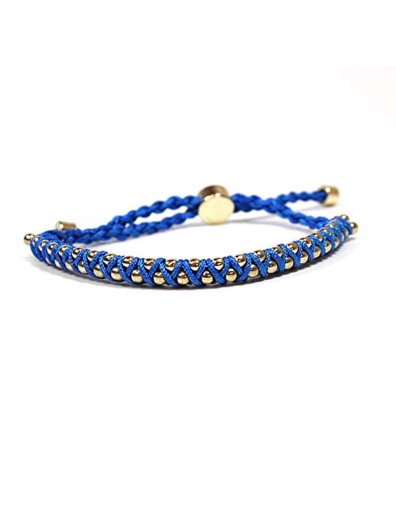 Waterproof Braided Friendship Bracelet with Gold Beads - Adjustable String Bracelet for Summer (Blue) Jewelry Bracelet Gold