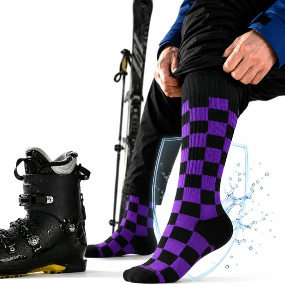 Waterproof Breathable Hiking Socks, 3-Layer Moisture-Wicking Crew Socks with Reinforced Heel for Trekking, Wading, Fishing & Skiing