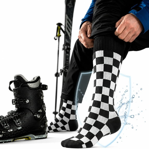 Waterproof Breathable Hiking Socks, 3-Layer Moisture-Wicking Crew Socks with Reinforced Heel for Trekking, Wading, Fishing & Skiing