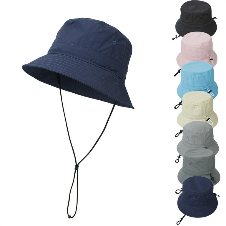 Waterproof Bucket Hat Sun Hats for Women Men Outdoor Travel Fishing Hiking  Safari Boonie Floppy Rain Cap Packable-Navy Blue