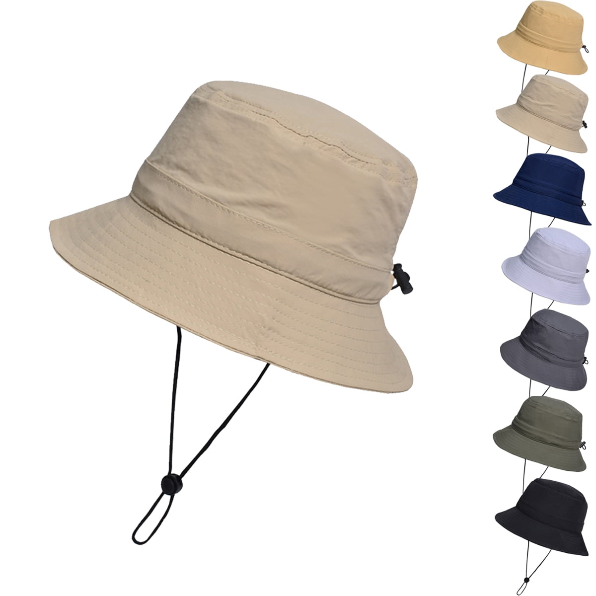 Waterproof Bucket Hat for Women Men Rain Hat UPF 50+ Wide Brim Boonie Sun  Hat Foldable Summer-Dark Green 