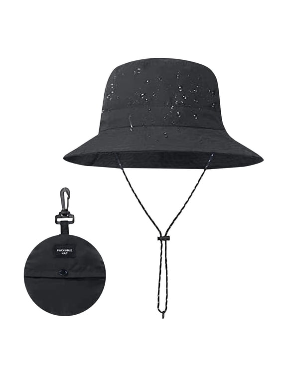Waterproof Bucket Hats for Woman Men Rain Hat UPF 50+ Sun Hats for Women Packable Outdoor Hiking Safari Fishing Hat 2026 Summer Beach Sun Hat Foldable Lightweight Caps, Black