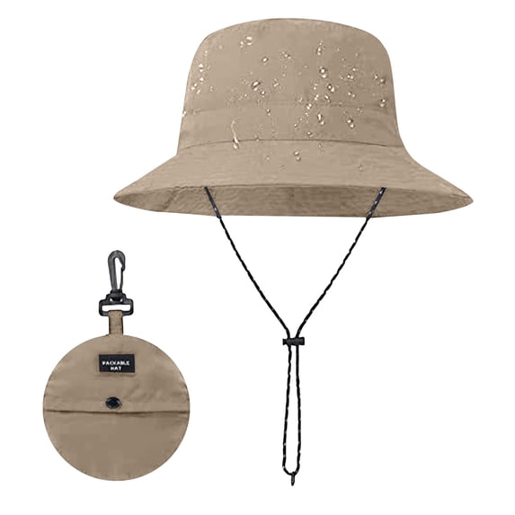 Waterproof Bucket Hats for Woman Men Rain Hat UPF 50+ Sun Hats for Women Packable Outdoor Hiking Safari Fishing Hat 2026 Summer Beach Sun Hat Foldable Lightweight Caps, Khaki