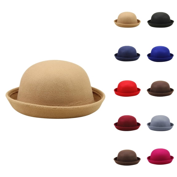 Waterproof Bucket Hats Women - Quick Dry Sun Hat Rain Outdoor Elegant Adults Solid Hat Roll Up Brim Panama Bowler Hat Bucket Hat Mens Womens Classic Wool Round Bowler Hats Cap