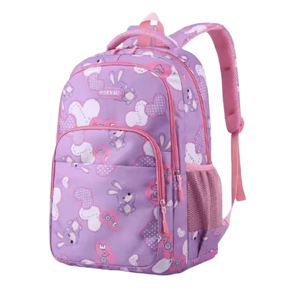 Waterproof Bunny Print School Backpack – Purple