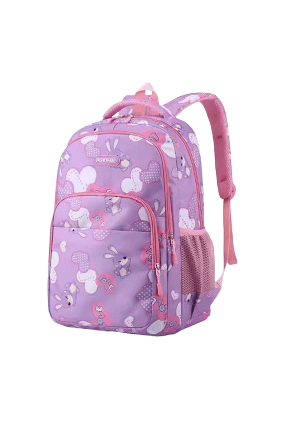 Waterproof Bunny Print School Backpack Purple