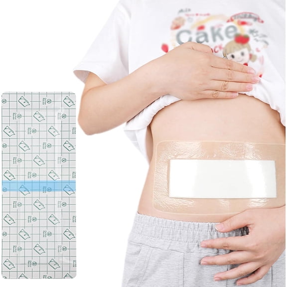 Waterproof C Section Shower Cover Adhesive Bandages [Pack of 14], 4" x 12" Island Dressing Absorbent Incision Wound Recovery Care Abdominal Pads, C-Section Bordered Gauze