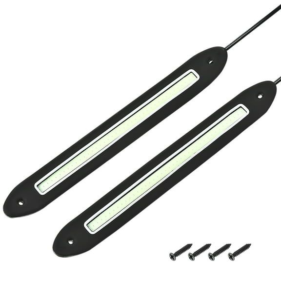 Waterproof COB LED Rubber Flexible Running Light, DC 12V Ice Blue Light Straight Line 2Pcs