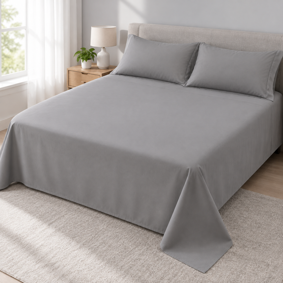 Waterproof California King Flat Sheet, Gray, Lightweight Mattress and Furniture Protector for Pets