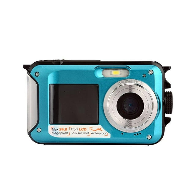 Waterproof Camera 10 FT 2.7K Full HD 30MP Underwater Camera 16X Digital Zoom Waterproof Digital Camera Self-Timer Dual Screens Underwater Camera for Snorkeling