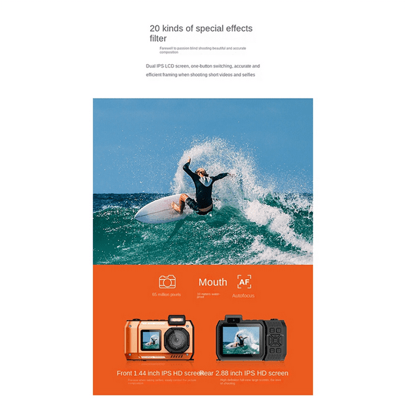 Waterproof Camera D50 Dual Screen Selfie Outdoor Sports HD Diving Underwater IP68 10 Met ywm58