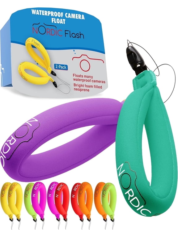 Camera Float Strap (2-Pack) – Wrist Lanyard for GoPro Hero 10, 12, 13, DJI Action 5 Pro, Insta360 X4, Ace Pro 2, Fujifilm, Kodak & Waterproof Cameras, Turquoise & Purple