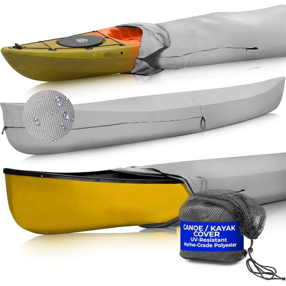 Waterproof Canoe & Kayak Cover, 600D Marine Grade, Gray 9-10ft