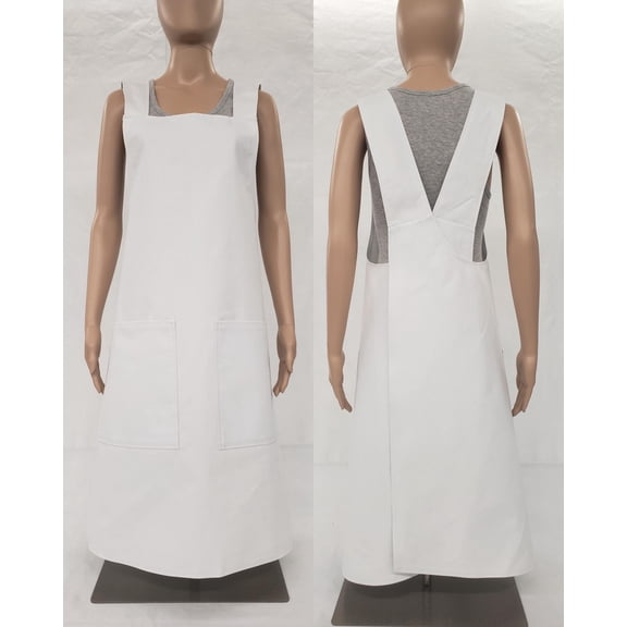 Waterproof Canvas Cross Back Apron by Penny's Needful Things (White)