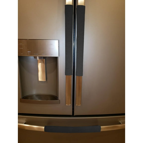 Waterproof Canvas Refrigerator Oven Dishwasher Handle Covers by Penny's Needful Things (15 Inch) (Set of 2) (Black)