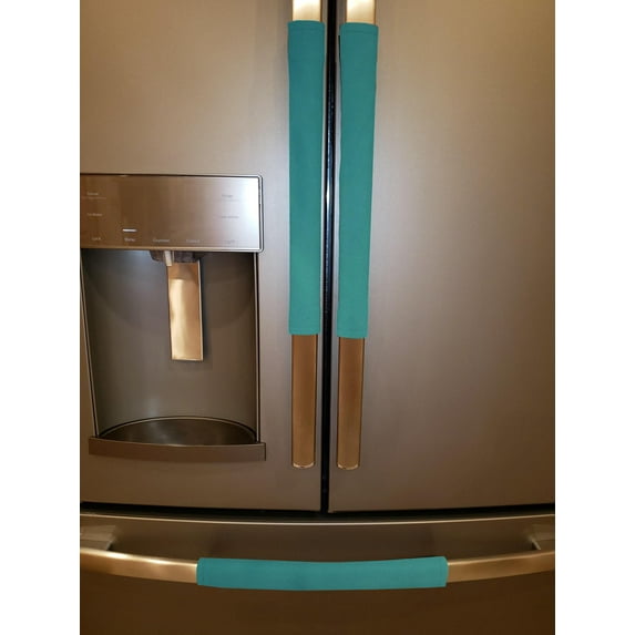 Waterproof Canvas Refrigerator Oven Dishwasher Handle Covers by Penny's Needful Things (15 Inch) (Set of 2) (Teal)