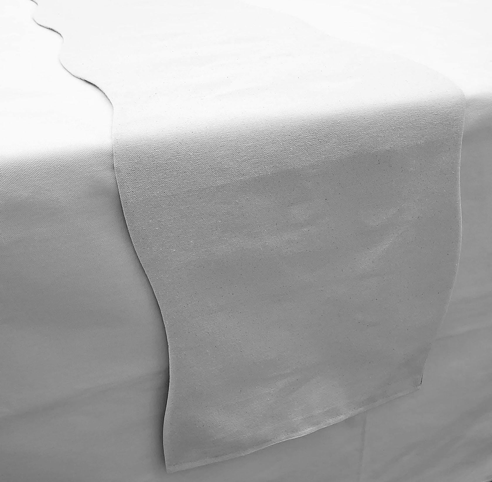 Waterproof Canvas Table Runner by Penny's Needful Things (3 Feet Long - SCALLOPED) (White)
