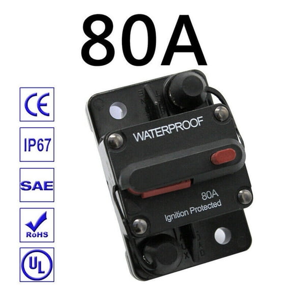 Waterproof Car Circuit Breaker Fuse Reset 30-300 Amp 12V-24V Dc Car Boat Auto 80A Smile Home