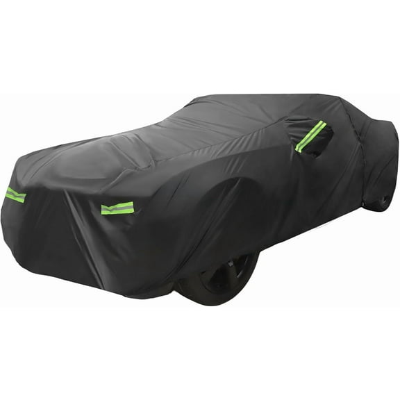 Waterproof Car Cover for Dodge Challenger SXT, GT, Hellcat, Scat Pack, SE, R/T, SRT8, T/A 2008-2023 Windproof Rain Sun Protection Outdoor Covers with Zipper Black