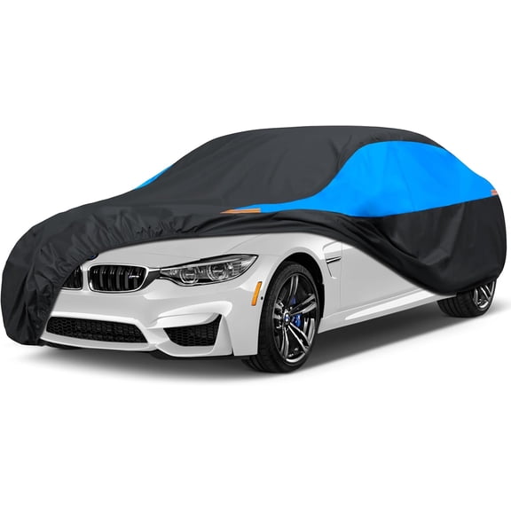 Waterproof Car Cover All Weather Snowproof UV Protection Windproof Outdoor Full car Cover, Universal Fit for Sedan (Blue, A1-Fit Sedan Length(154-163 inch)