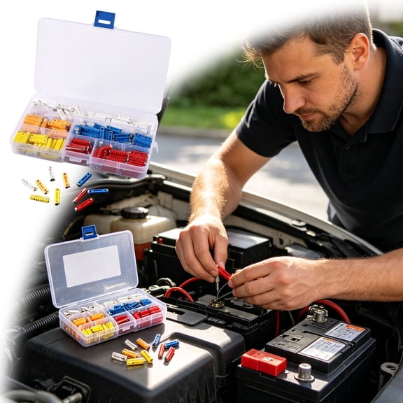 Waterproof Car Fuse Connectors Kit, Color-Coded Automotive Electrical Wire Connectors, Universal Quick Splice Connectors with Storage Box, Essential Car Repair Accessories for Auto, Motorcycle