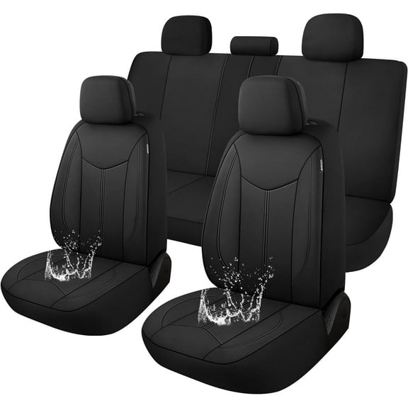 Waterproof Car Seat Cover Full Seats, Neoprene Seat Covers for Cars,Split Bench Compatible Car Interior Covers, Universal Fit Most Car Sedan Truck SUV(Black)