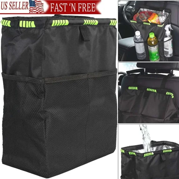 Waterproof Car Trash Can Litter Bin Garbage Bag Waste Storage Organizer Pocket
