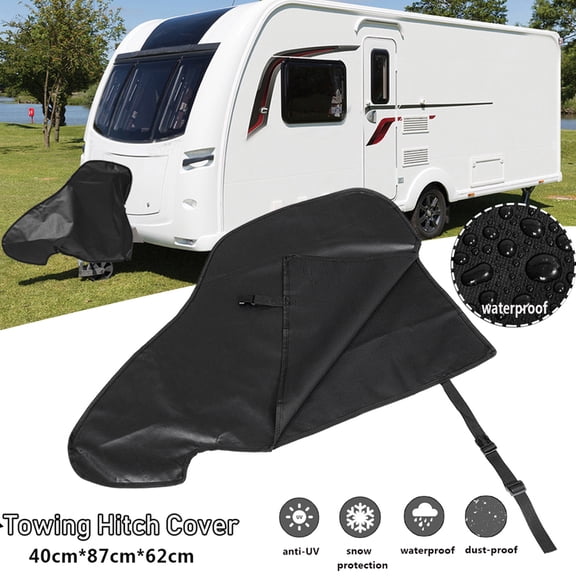 Waterproof Caravan Hitch Cover Heavy Duty PVC Trailer Tow Ball Coupling Lock Breathable Dust Rain Snow Protector Shield for Campervan