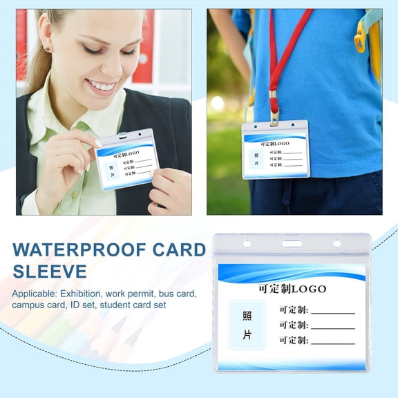 Waterproof Card Holder Clear Protective Sleeves for ID Badges Credit Cards and ID Cards Transparent Plastic Vertical Badge Guard Protector Bulk Pack of 10 Pcs #548 Multi-color