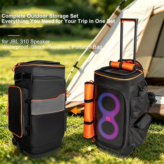 Waterproof Carry Rolling Bag for JBL PartyBox 310 / 320 Speaker, Travel Storage Case, Shockproof Portable Outdoor Cover