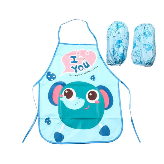 Waterproof Cartoon Children's Apron with Long Sleeves Adjustable for Art and Mealtime