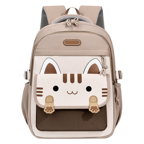 Waterproof Cartoon Kitten Lightweight Backpack, Breathable Padded Shoulder Straps Multi Compartment Daily Travel Backpack