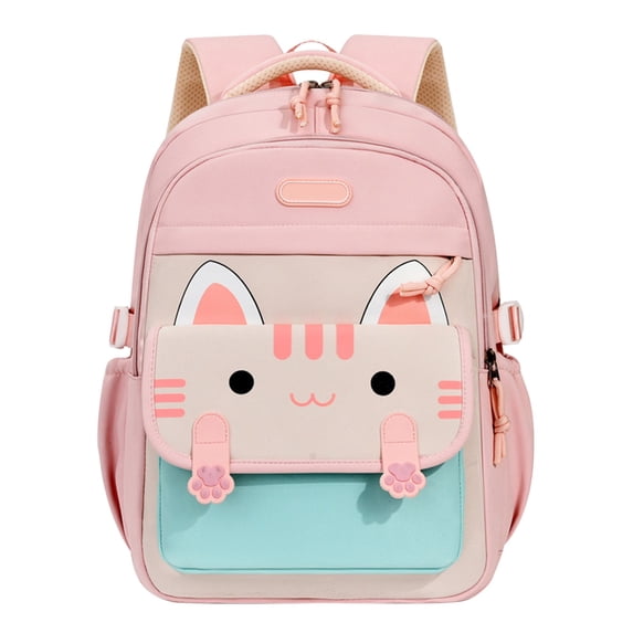 Waterproof Cartoon Kitten Lightweight Backpack, Breathable Padded Shoulder Straps Multi Compartment Daily Travel Backpack
