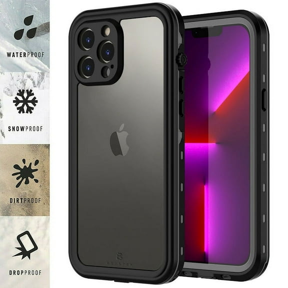 Waterproof Case for Apple iPhone 13 Pro Max, BEASTEK Clear Back TRE Series, Shockproof Underwater IP68 Certified Case, with Built-in Screen Protector Full Body Rugged Protective Cover, 6.7 inch