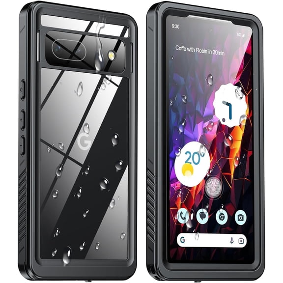 Waterproof Case for Google Pixel 7A,Built-in Screen Protector [16FT Military Dropproof][IP68 Underwater][Dropproof] Full Body Shockproof Protective Phone Case for Women Men,Black/Clear