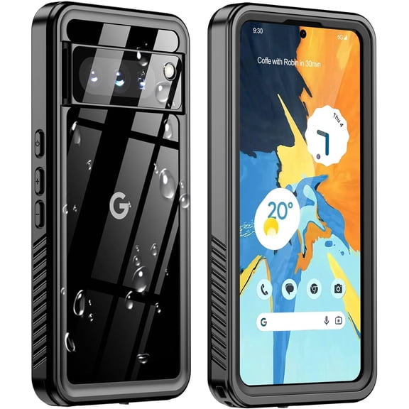 Waterproof Case for Google Pixel 8 Pro,Built-in Screen Protector [16FT Military Dropproof][IP68 Underwater][Dropproof] Full Body Shockproof Protective Phone Case for Women Men,Black/Clear