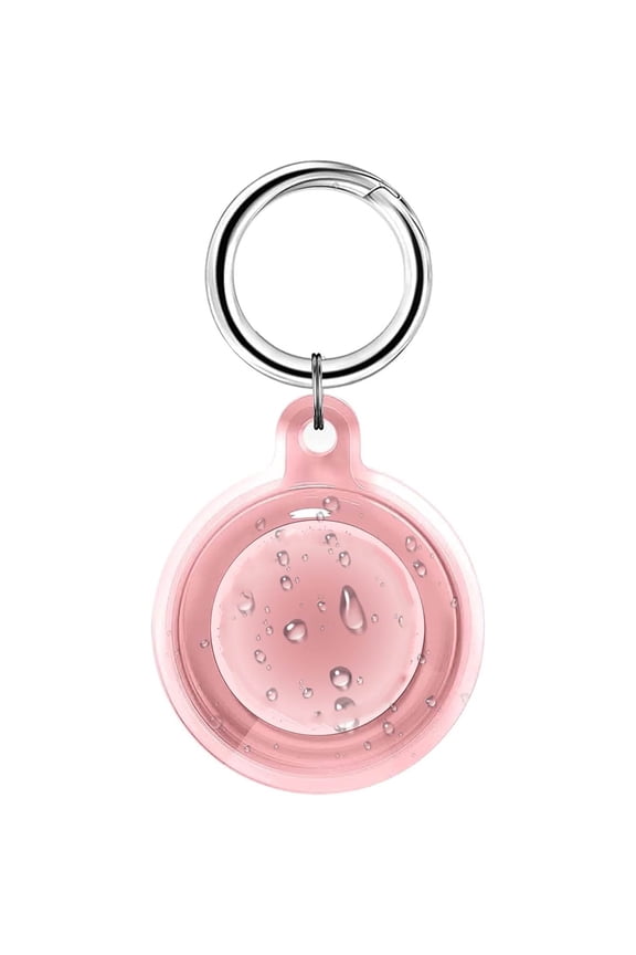 Waterproof Case for AirTag, Full Body Holder Keychain, Anti-Scratch Cover for Apple Air Tags, Luggage, Pet Collar, Car Keys, Clear Pink