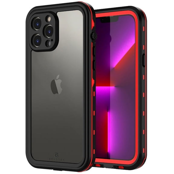 Waterproof Case for iPhone 13, BEASTEK Clear Back TRE Series, Shockproof Underwater IP68 Certified Case, with Built-in Screen Protector Full Body Rugged Protective Cover, 6.1 inch