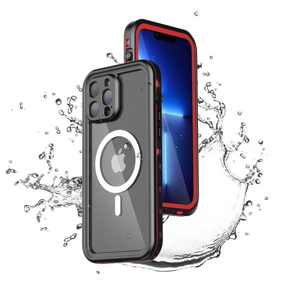 Waterproof Case for iPhone 14 Pro Max 6.7", with Magsafe Screen Protector IP68 Waterproof Full Body Heavy Duty Shockproof Hard Transparent Rugged TPU Hybrid Cover for iPhone 14 Pro Max, Red